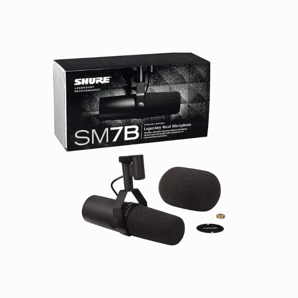 Shure SM7B Vocal Dynamic Microphone for Broadcast, Podcast & Recording, XLR Studio Mic for Music & Speech, Wide-Range Frequency, Warm & Smooth Sound, Rugged Construction, Detachable Windscreen - Black