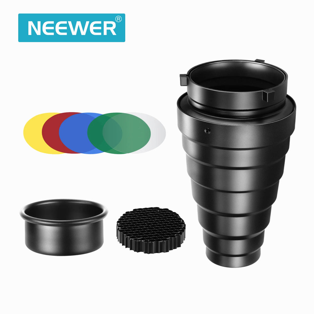 NEEWER MEDIUM Aluminium Alloy Conical Snoot Kit with Honeycomb Grid-NK-NALTM