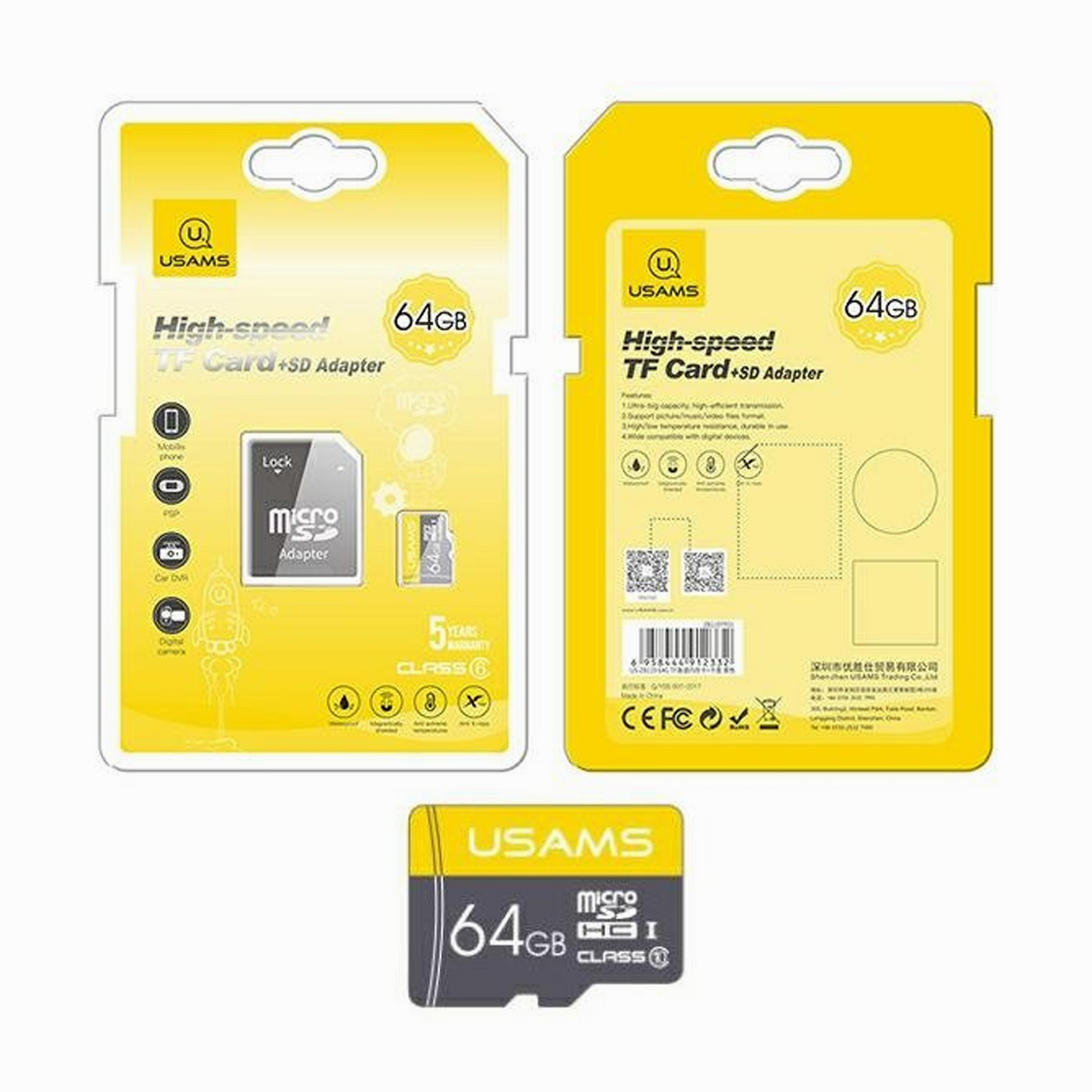 USAMS MEMORY CARD 64GB 10C + ADAPTER ZB119TF01
