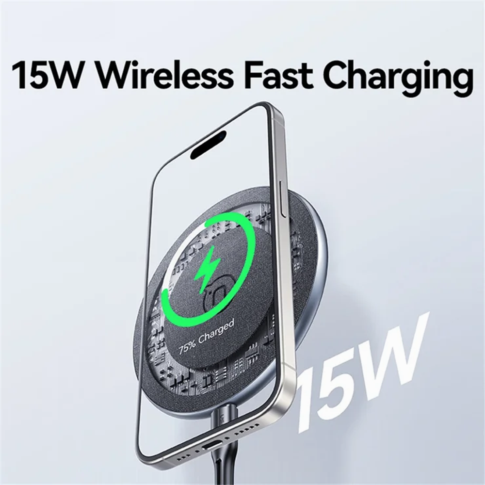USAMS US-CD223 15W Ultra Slim Wireless Charger Aluminum Alloy Desktop Wireless Charging Pad