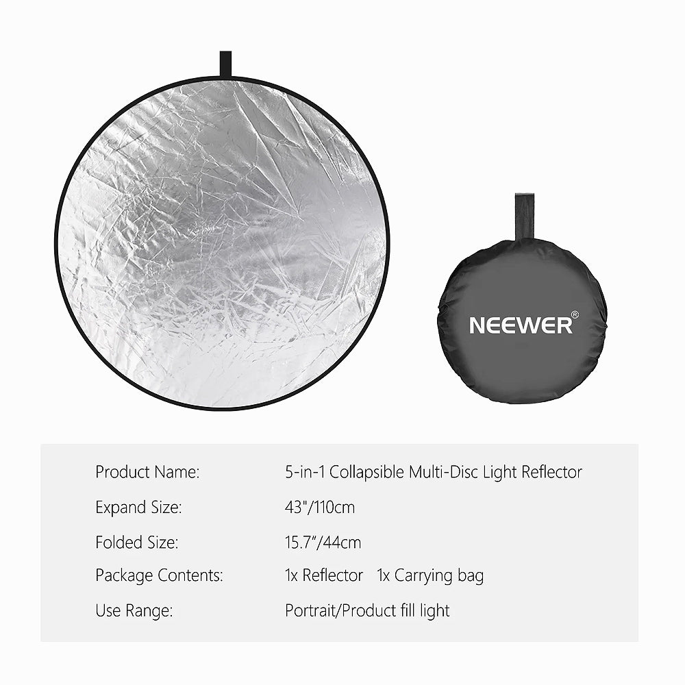 NEEWER RF-110 5-in-1 Collapsible Light Reflector 110CM