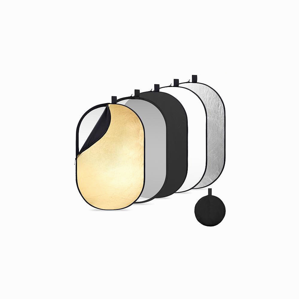 ZEGO 60 x 90cm Collapsible 5-in-1 Reflector Disc Gold, Silver, White, Translucent,
