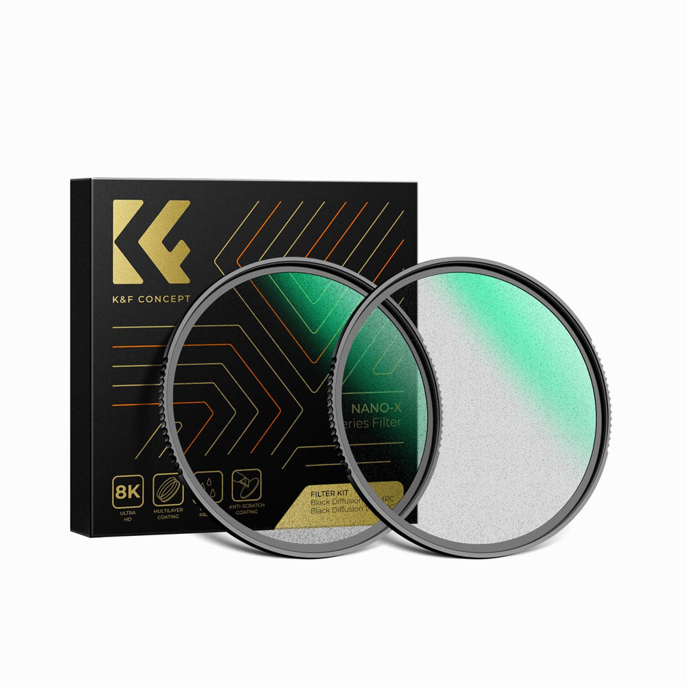 K&F Concept 77mm Black Diffusion Pro-Mist 1/4 + 1/8 Filter Kit Cinematic Effect Filter for Vlog/Video/Portrait Image with 28 Multi-Layer Coated-Nano-X (SKU.1913)