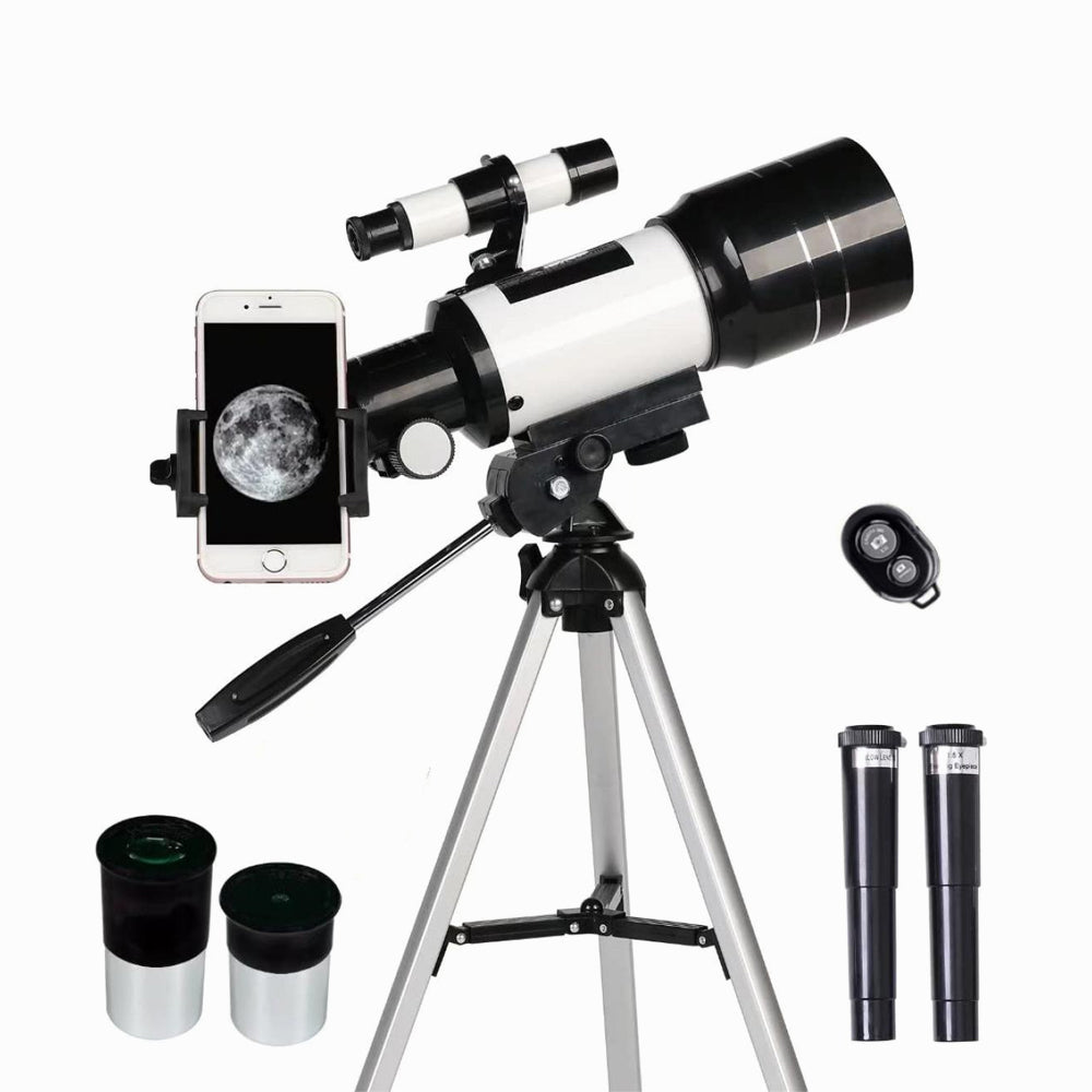 K&F Concept Children Solar Eclipse & Astronomical Telescope 70mm Aperture 300mm Focal Length, Portable Telescope with Tripod, Phone Holder & Bluetooth Remote Control (KF33.036)