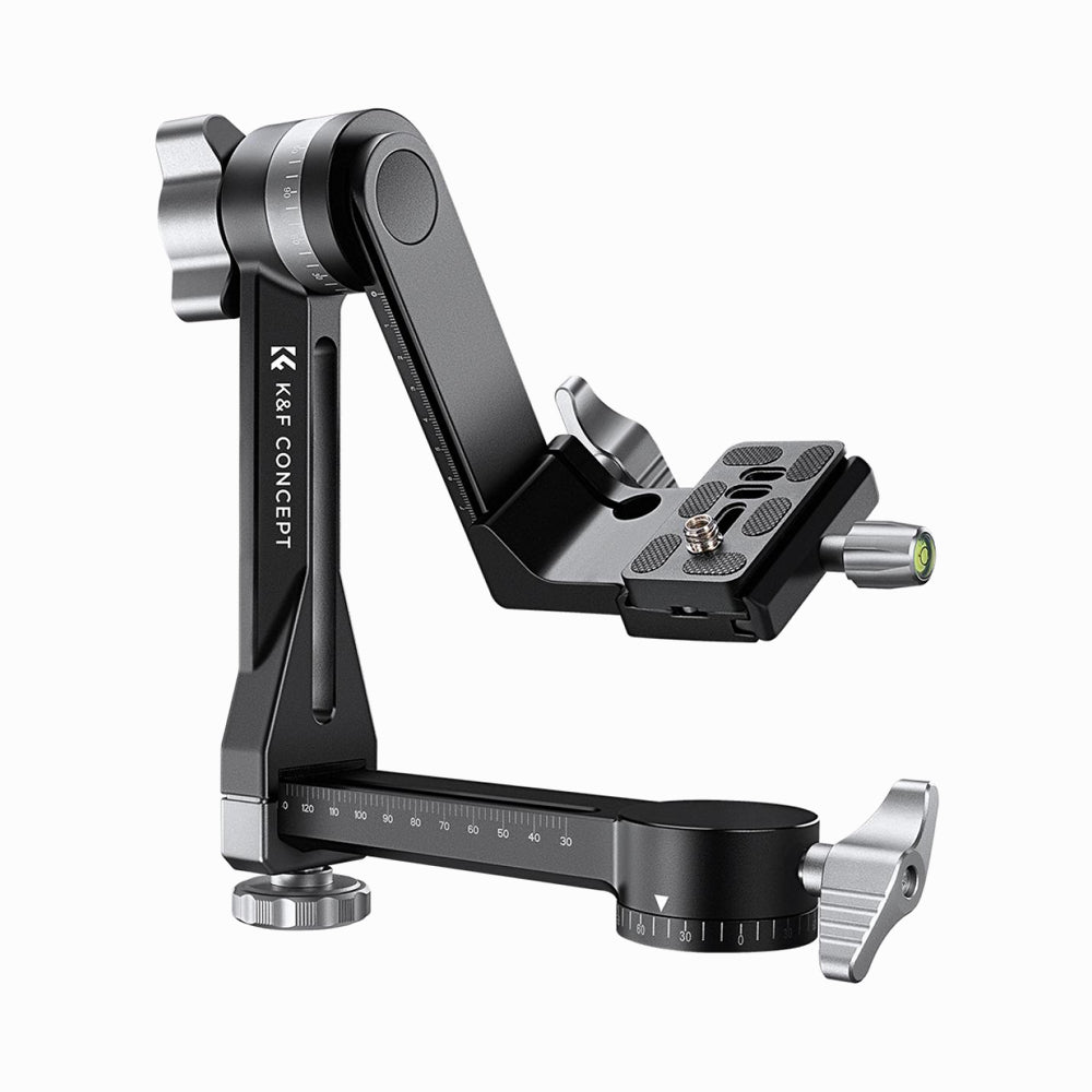 K&F Concept Tripod Gimbal Head CNC Aluminium Alloy Heavy Duty 360° Panoramic Head with 1/4-inch Arca - Type Quick Release Plate, Load Capacity up to 20kg/44lbs for DSLR Cameras (KF31.052)