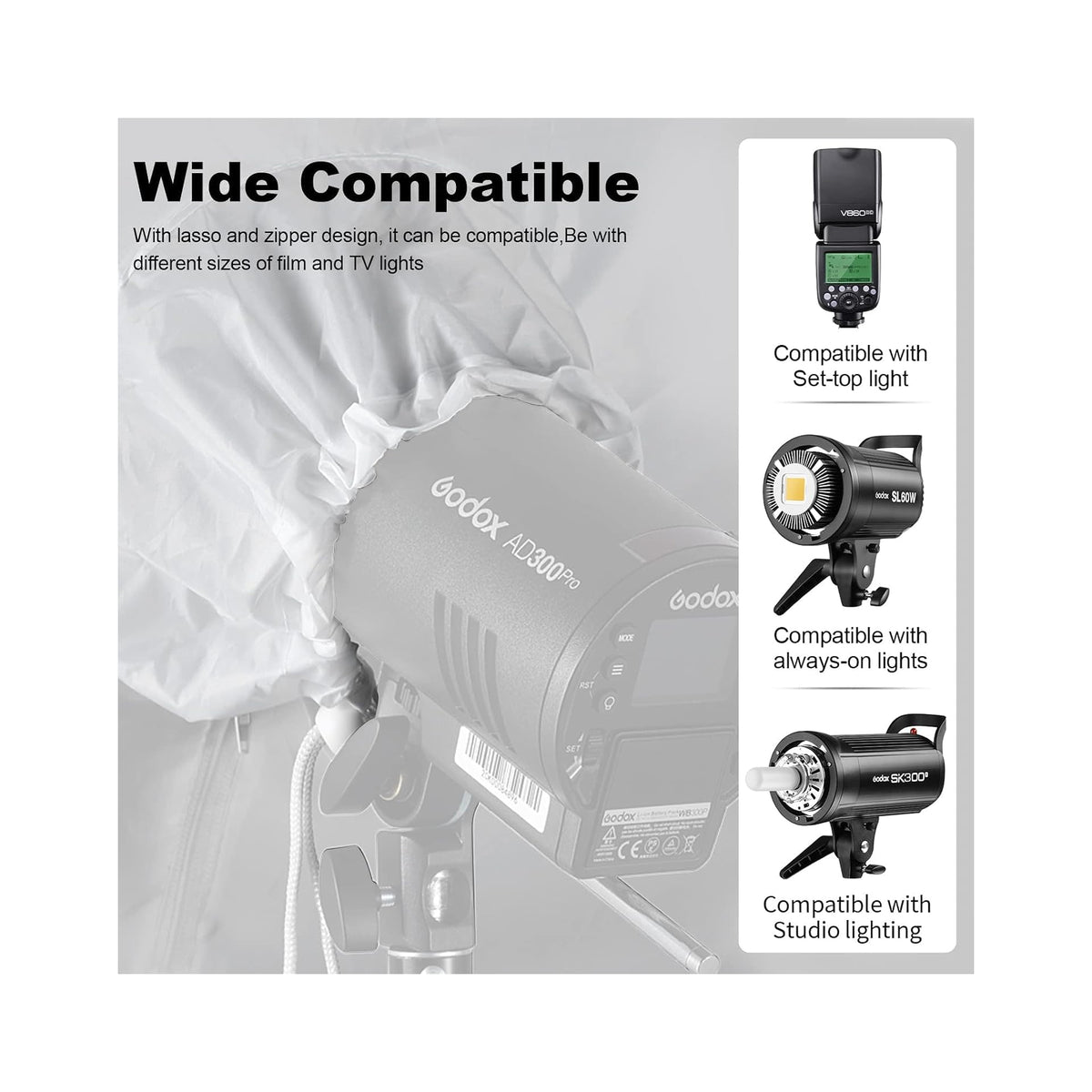 Godox UB-130S silver parabolic umbrella with diffuser