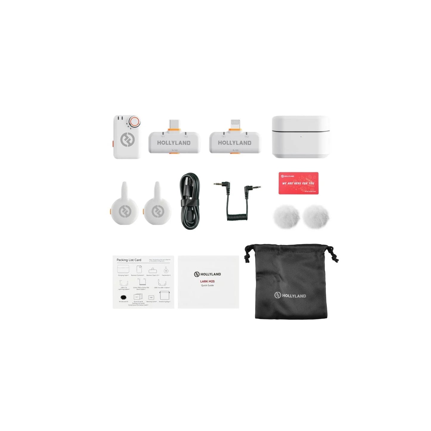 HOLLYLAND LARK M2S Ultimate Combo Wireless Microphone System – Glacier White