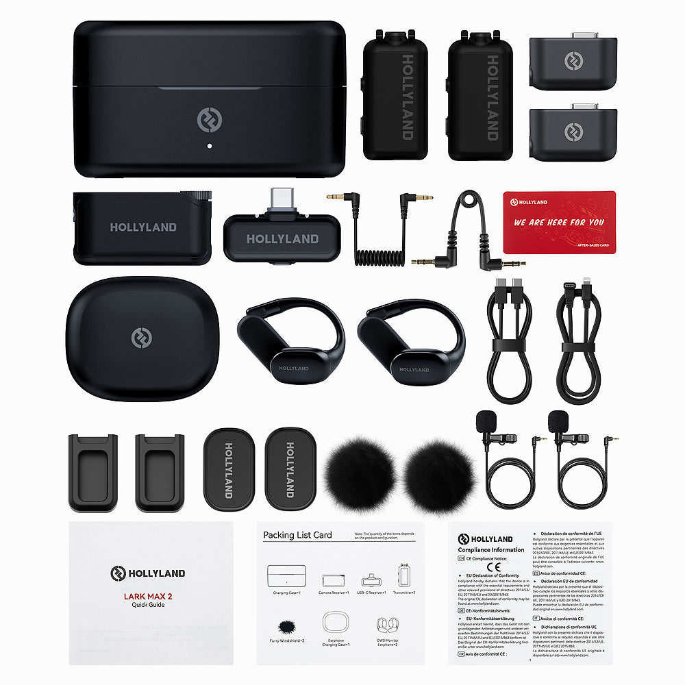 HOLLYLAND LARK MAX 2 ULTIMATE COMBO 2-PERSON WIRELESS MICROPHONE SYSTEM FOR CAMERAS AND MOBILE DEVICES (SPACE GRAY)