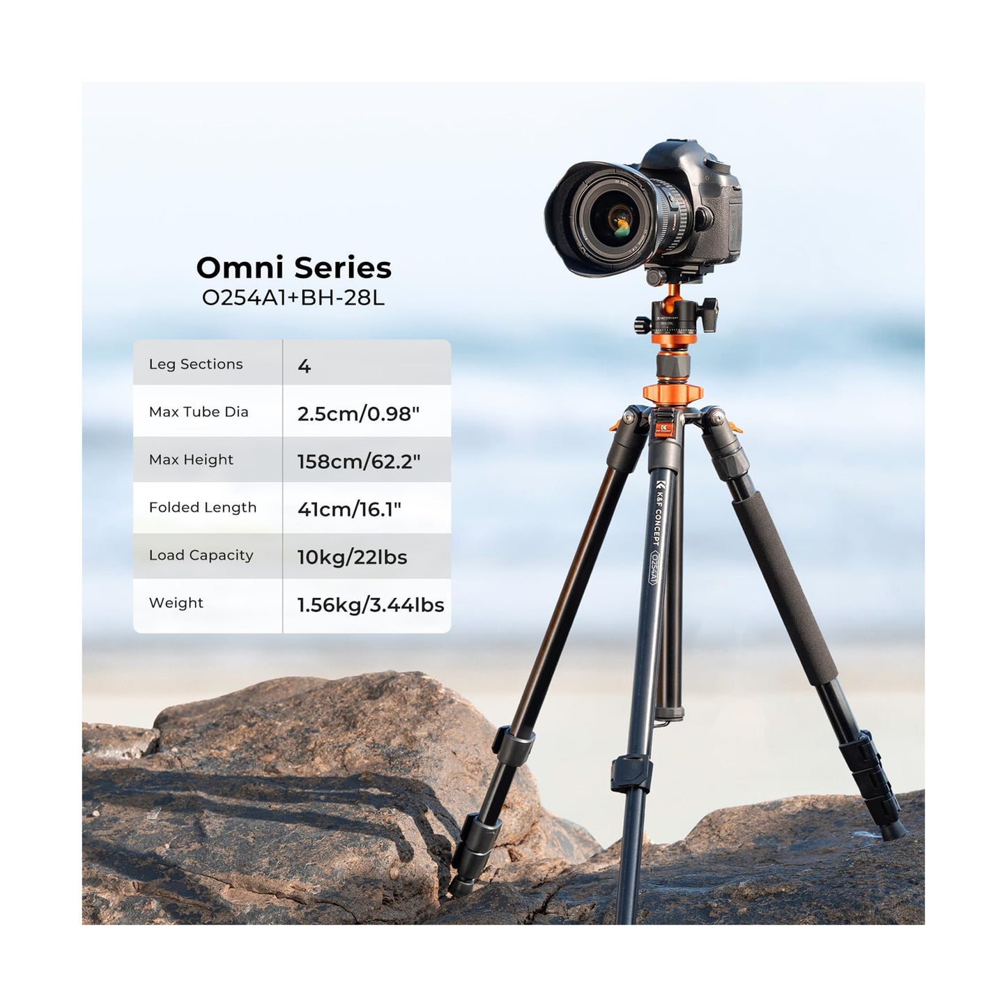 K&F Concept 62″ Aluminium Camera Tripod with Monopod & BH-28L Ball Head-KF09.084V3