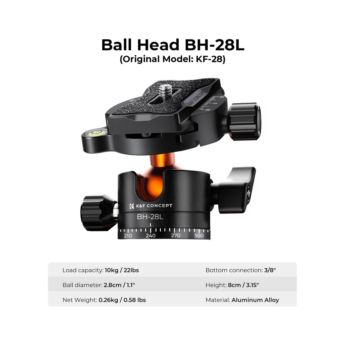 K&F Concept 62″ Aluminium Camera Tripod with Monopod & BH-28L Ball Head-KF09.084V3