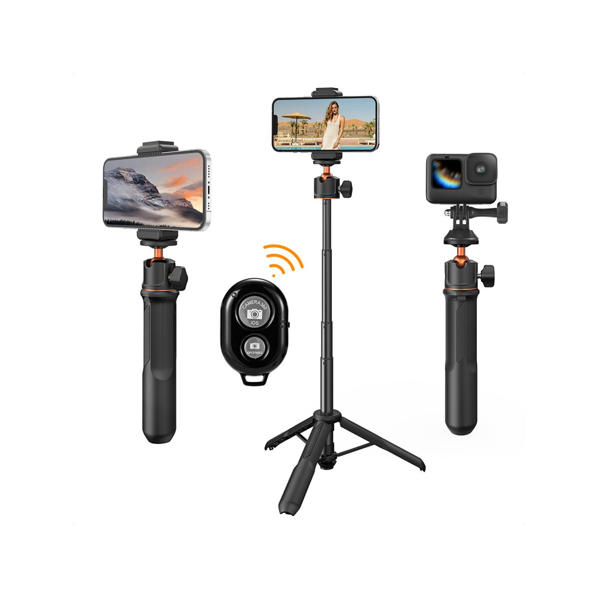 K&F Concept MS11 60cm 3-in-1 Selfie Stick & Desktop Tripod with Bluetooth Remote-KF09.135