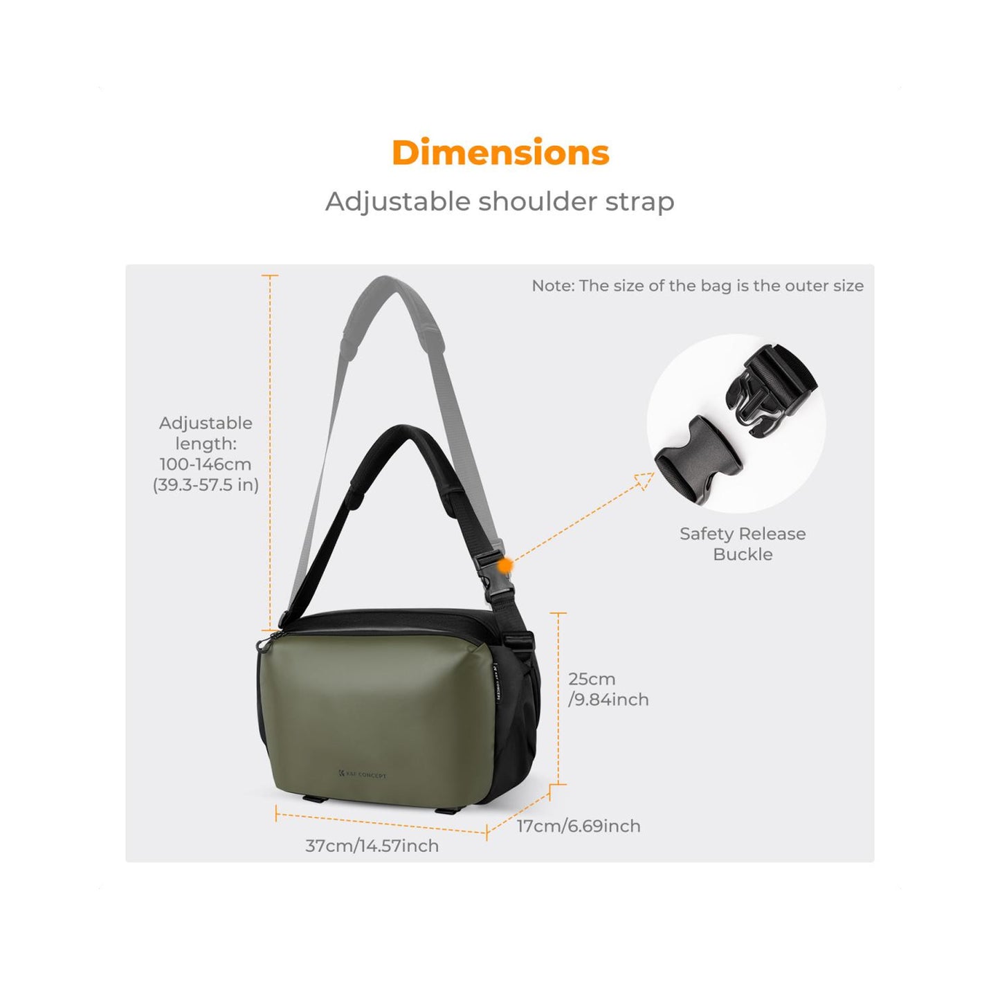 K&F Concept Urban Wander 01 2-in-1 Camera Sling Bag 12L – Green (KF13.177V1)