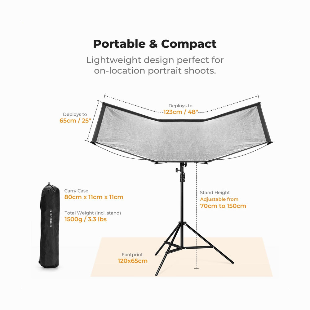 K&F CONCEPT 120x65CM Quick-Release Curved Reflector-Two Moves to Soft Light (KF18.0017)