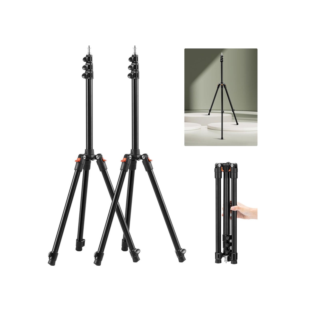K&F Concept 200cm Extendable Photography Light Stands – 2-Pack (KF34.038S1)