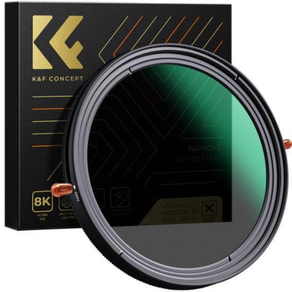 K&F Concept 82mm ND2-ND32 (1-5 Stop) Variable ND Filter and CPL Circular Polarizing Filter 2 in 1 for Camera Lens No X Spot Weather Sealed(KF01.1088V1)