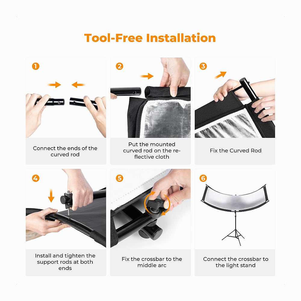 K&F CONCEPT Curved Reflector U-Shape Reflector 180x60cm SKU: KF18.0012