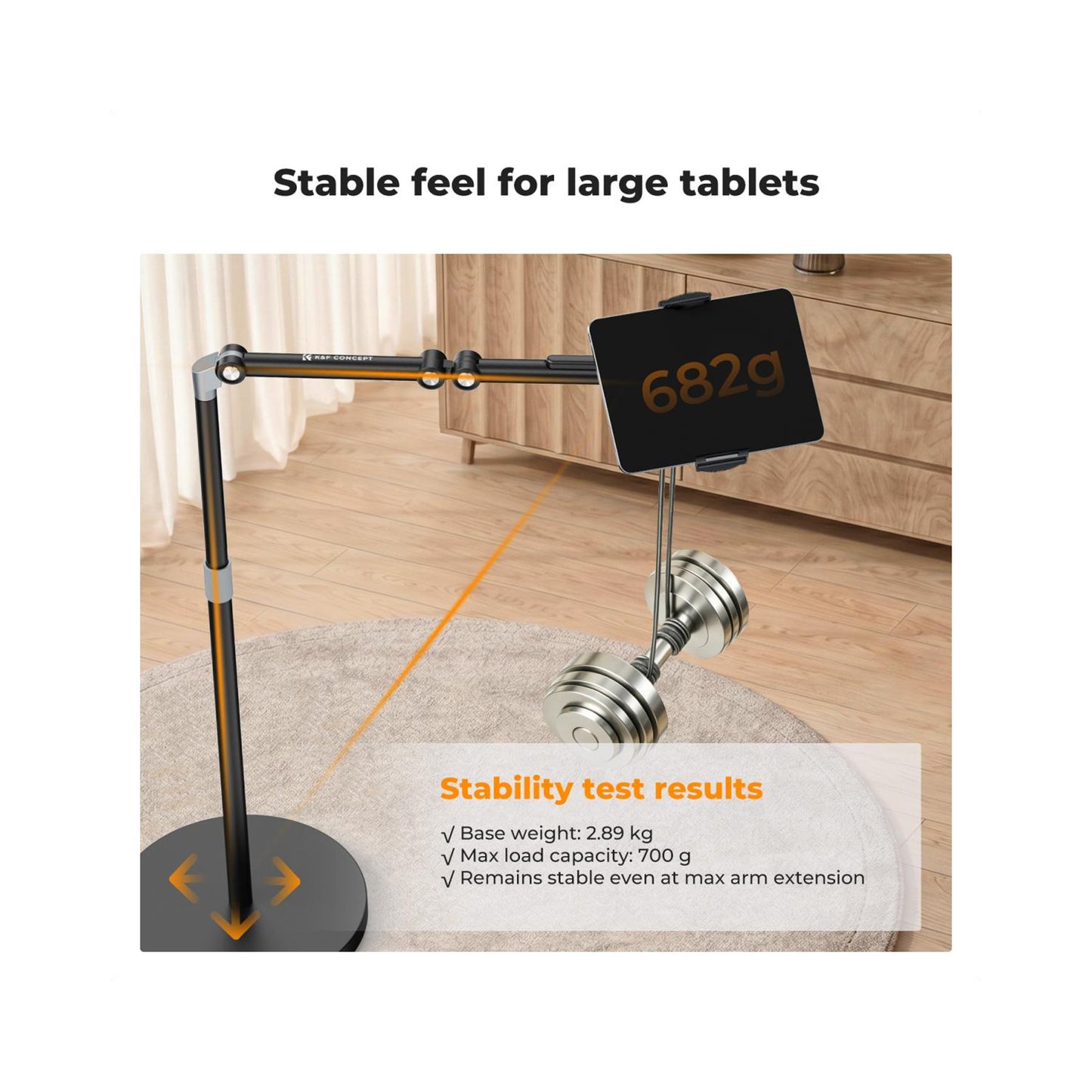 K&F CONCEPT Floor Tablet Stand and Phone Holder with 2.89kg Weighted Base-KF15.0038