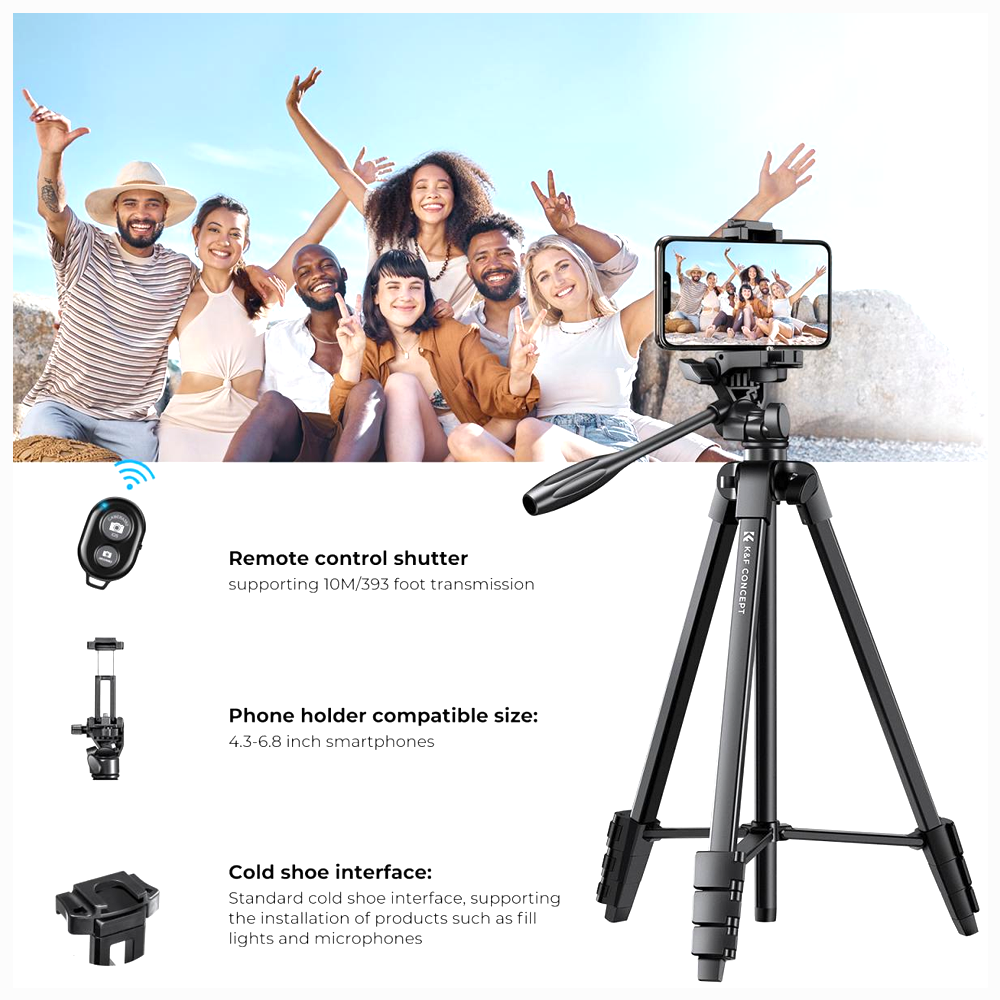K&F Concept-KF09.125Aluminum Travel Tripod with Bluetooth Remote-S174A1