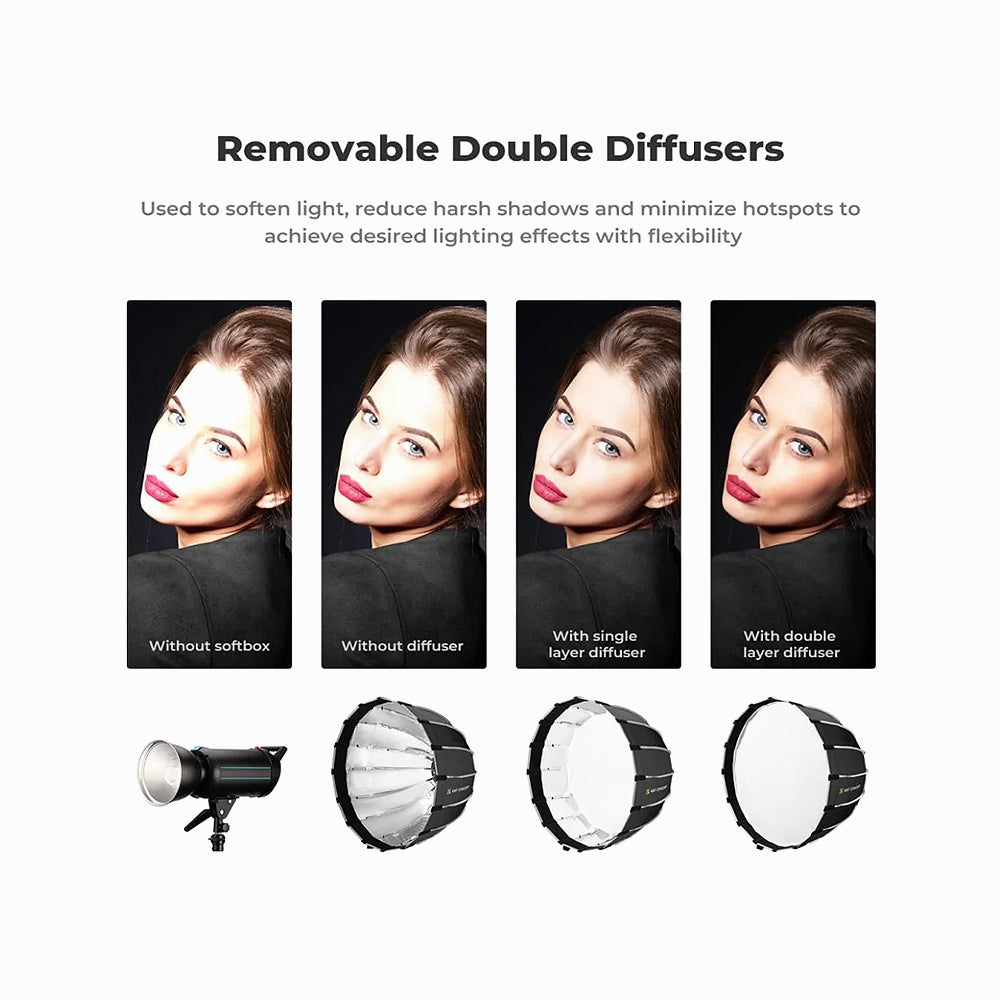 K&F Concept 120cm Softbox Parabolic Hexadecagon Compatible with Bowens Mount with Honeycomb Grid-KF18.0008V2