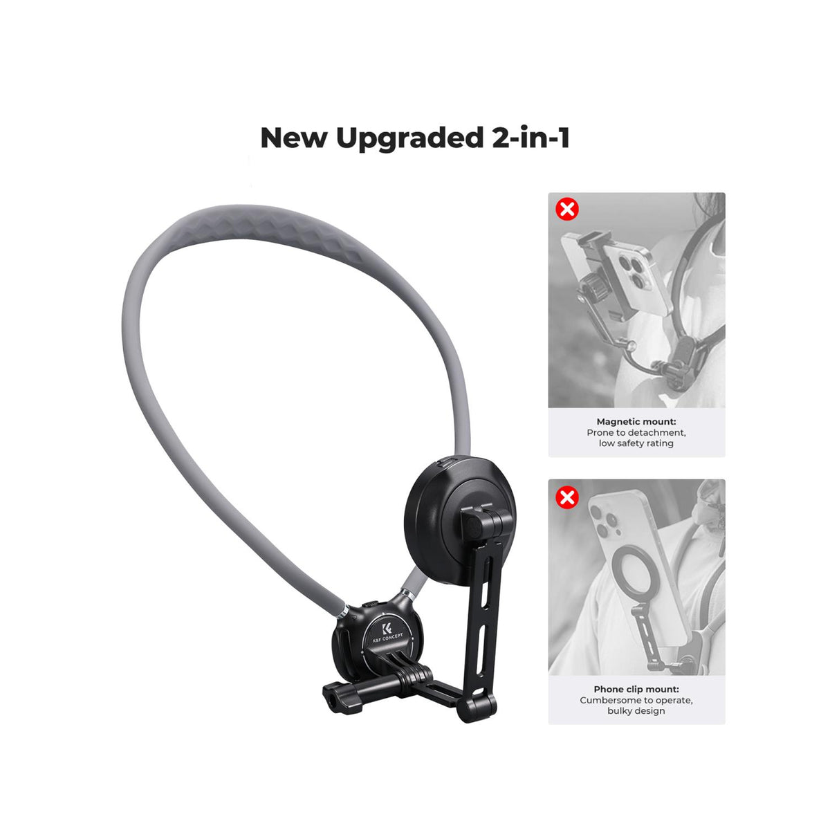 K&F Concept 2-in-1 Magnetic & Clip-On Neck Phone Holder – KF15.0072