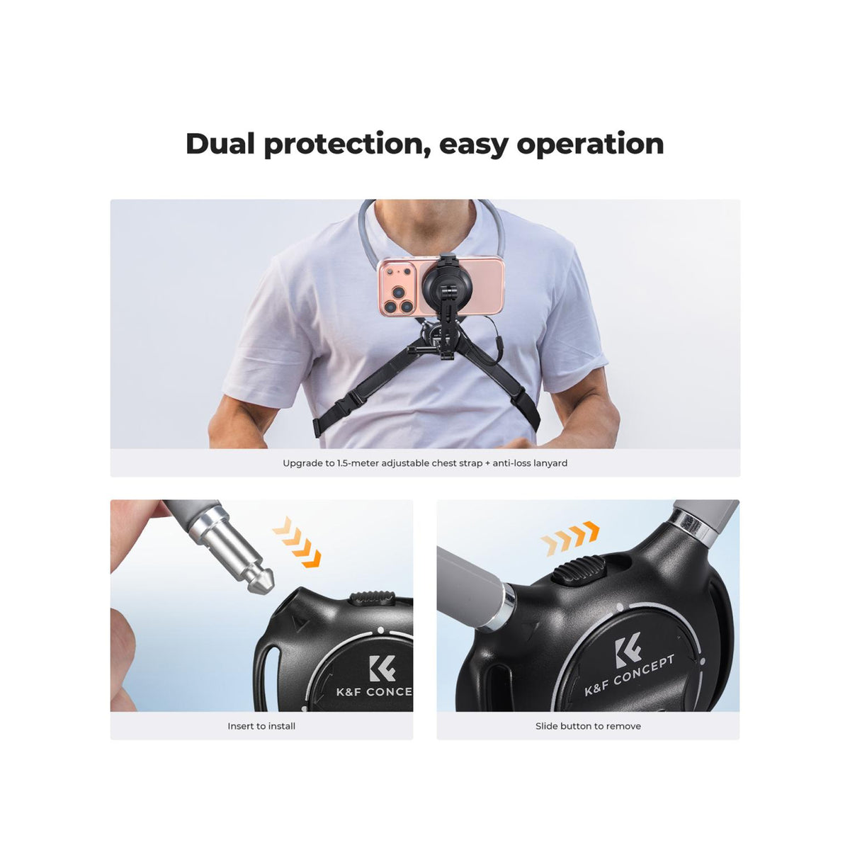 K&F Concept 2-in-1 Magnetic & Clip-On Neck Phone Holder – KF15.0072