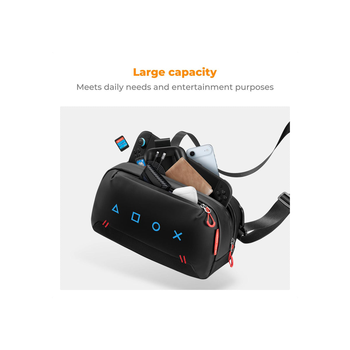 K&F Concept 4L Portable Gaming Console Sling Bag with 8 Card Slots – KF13.226