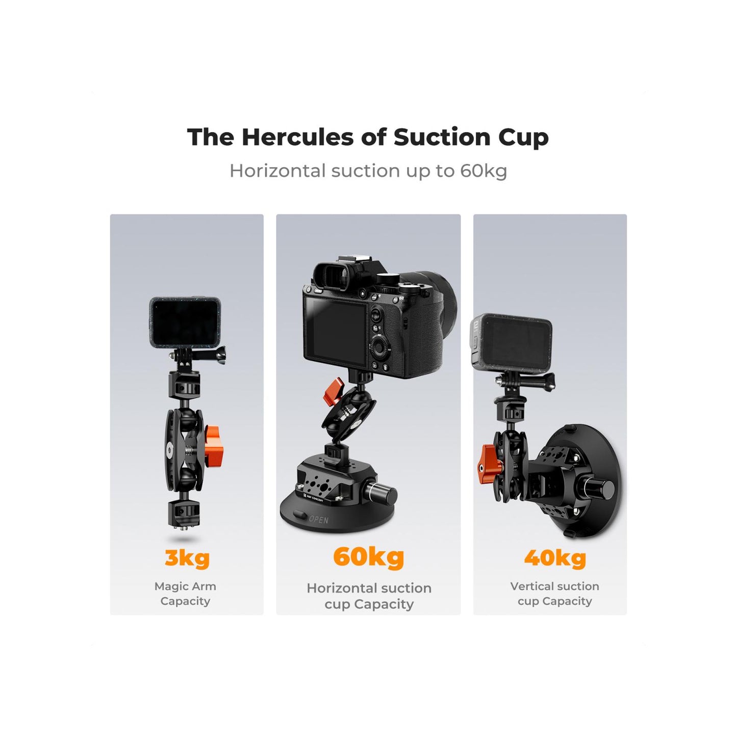 K&F Concept 6-Inch Suction Cup Camera Mount MS-46- KF31.136