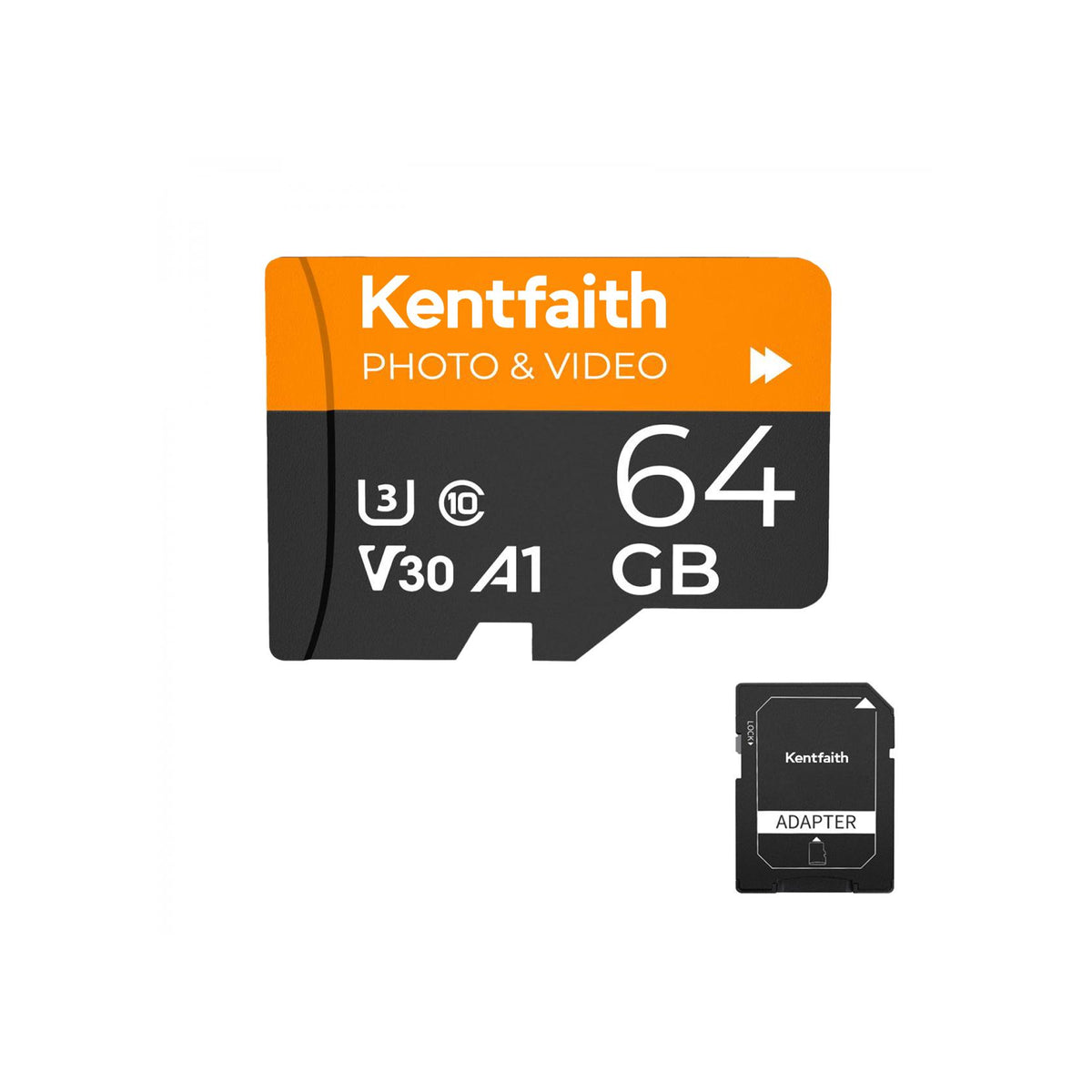 K&F Concept 64GB MicroSDXC Card U3 V30 A1 with SD Adapter
