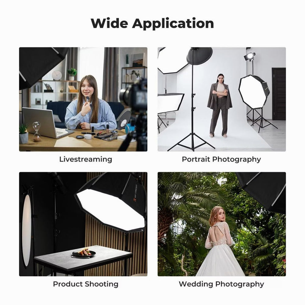 K&F Concept 65CM KF18.0007V1 Quick Release Bowens Mount Octagonal Softbox with Honeycomb Grid Light Diffusers & Carrying Bag (26″/65cm)