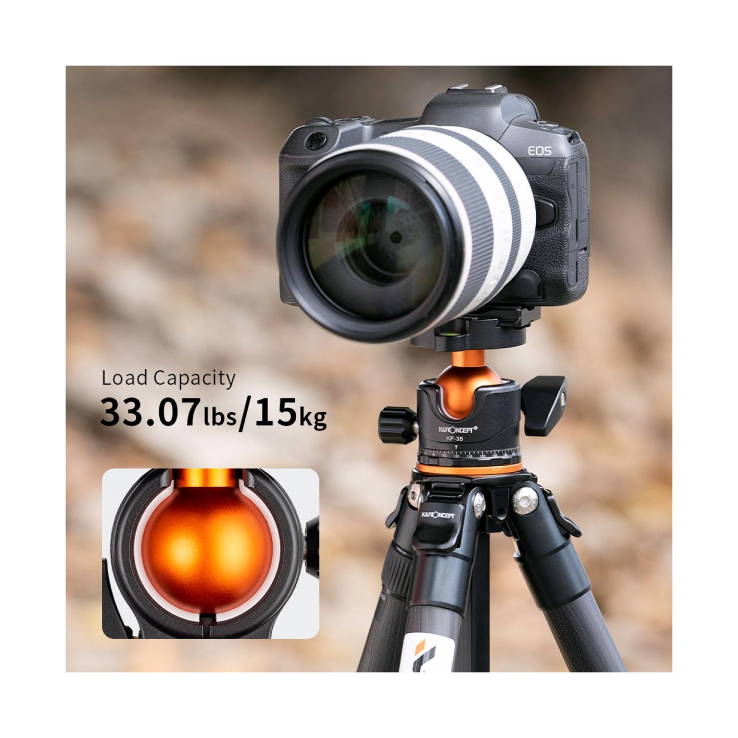 K&F Concept 70″ Carbon Fiber Travel Tripod with BH-36L Ball Head-KF09.098V1