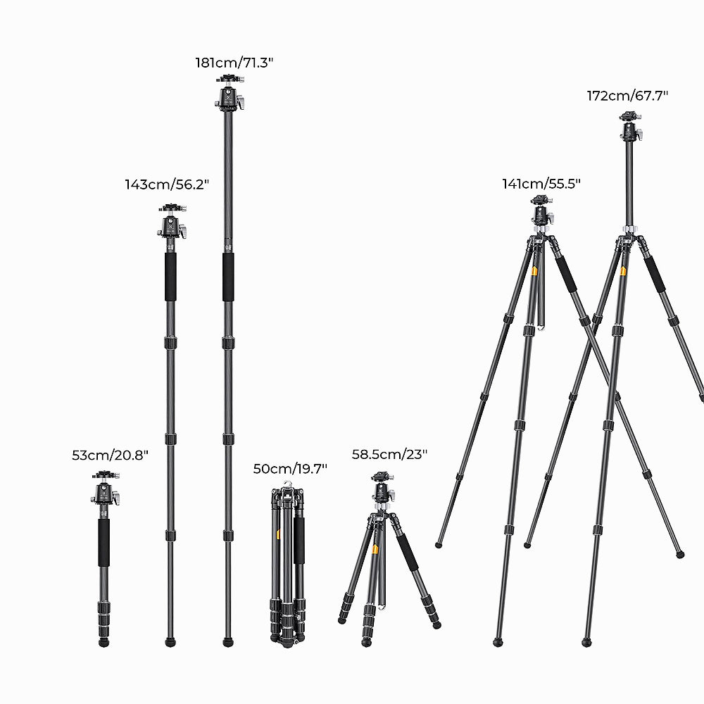 K&F Concept Carbon Fiber Tripod Capacity 16KG/35.2lbs with 36mm Metal Ball Head Load X284C4+BH-36 SKU: KF09.117