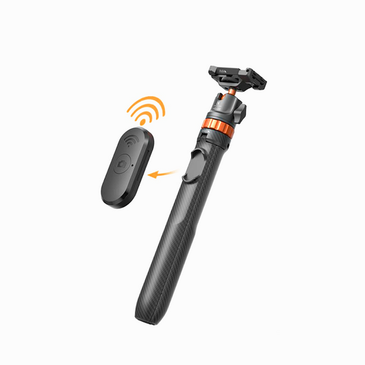 K&F Concept KF09.127V1Tripod Phone Selfie Stick, Black And Orange With Bluetooth Remote Control + Gopro Adapter MS08