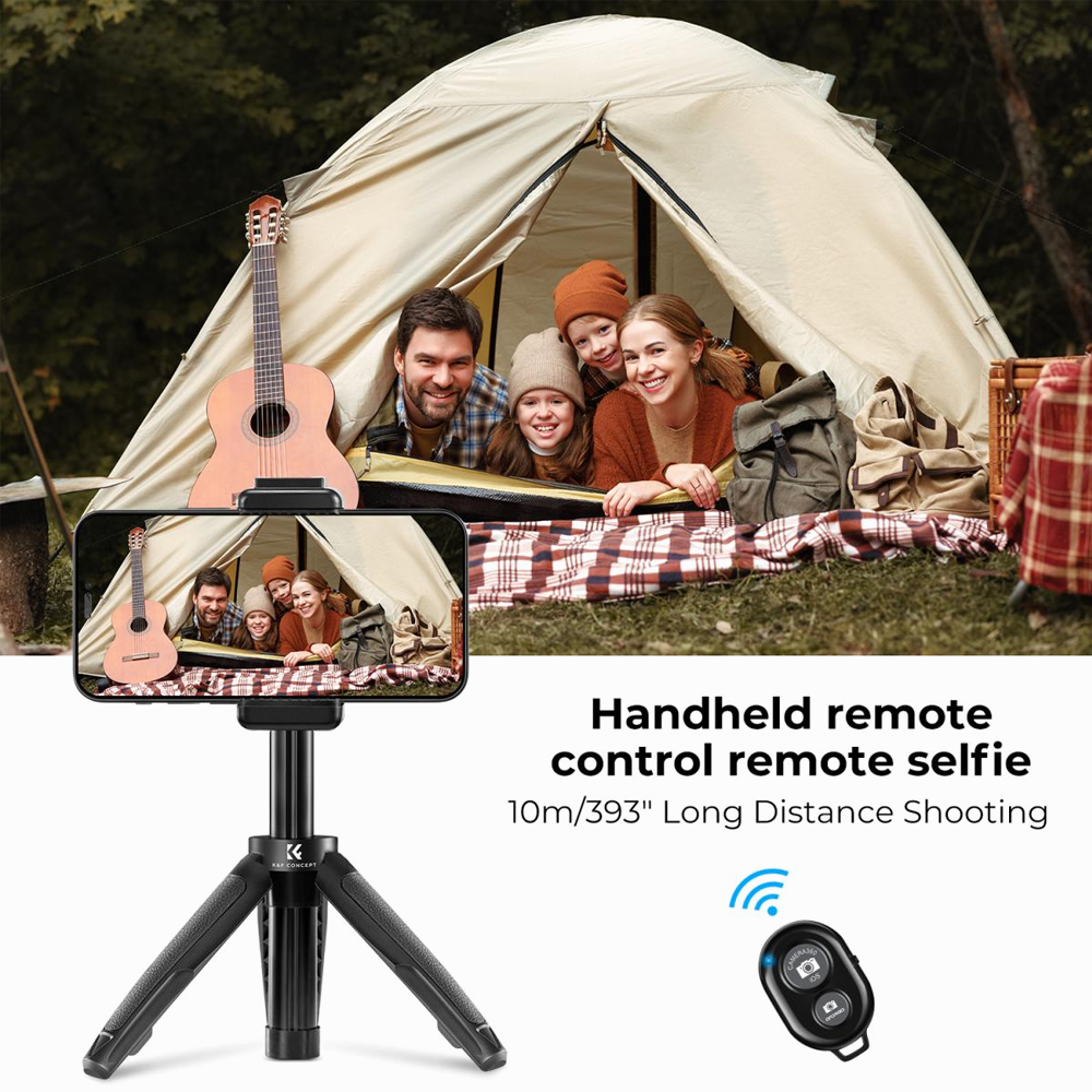 K&F Concept KF09.128V3 Cell Phone Tripod MS02 34cm phone tripod with remote Black Orange