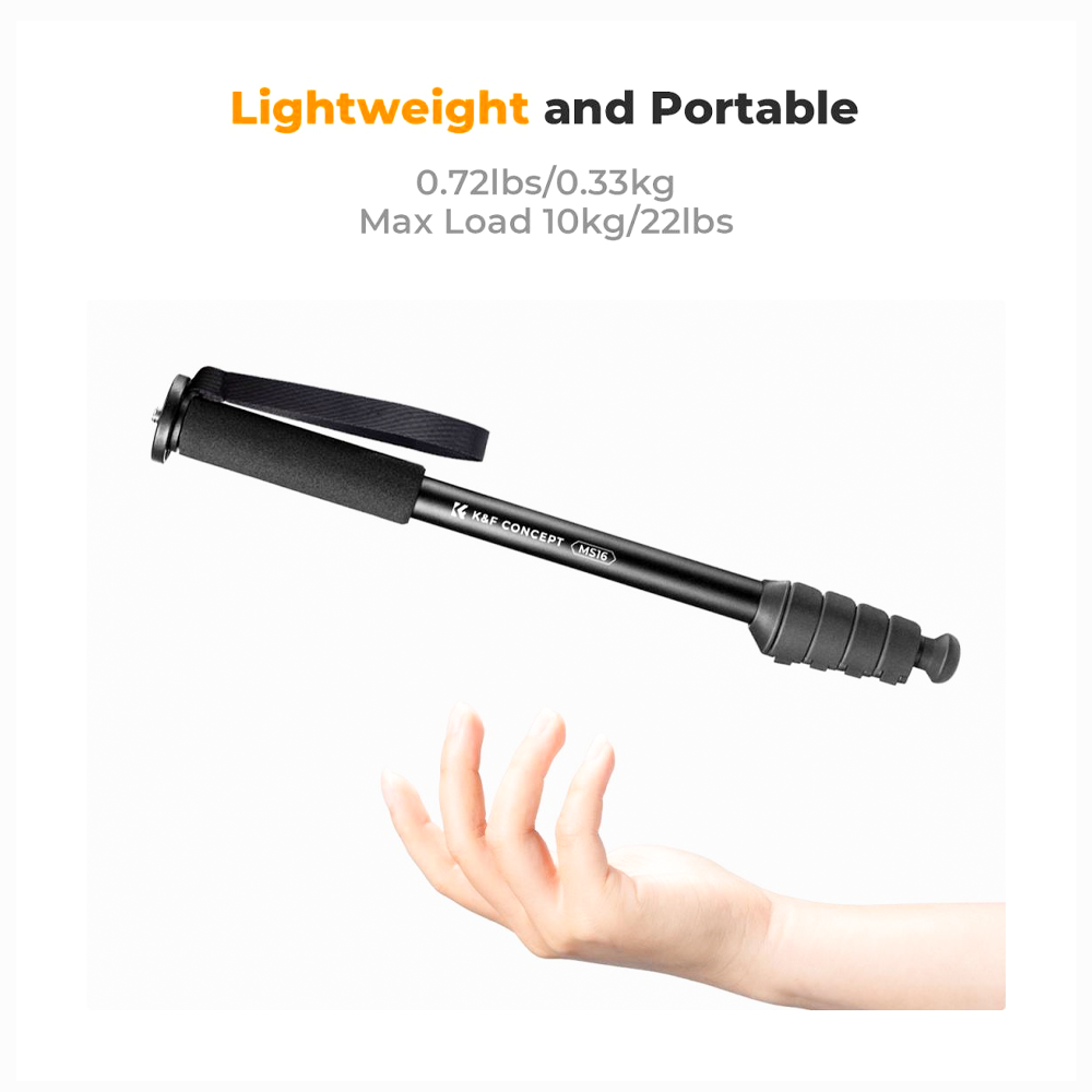 K&F Concept KF09.138 Camera Monopod 5-Section Height Aluminum Monopod with Metal and Rubber MS16