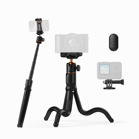K&F Concept KF09.152 Phone Tripod, Extendable Flexible Tripod with Remote 24in Small Tripod MS29
