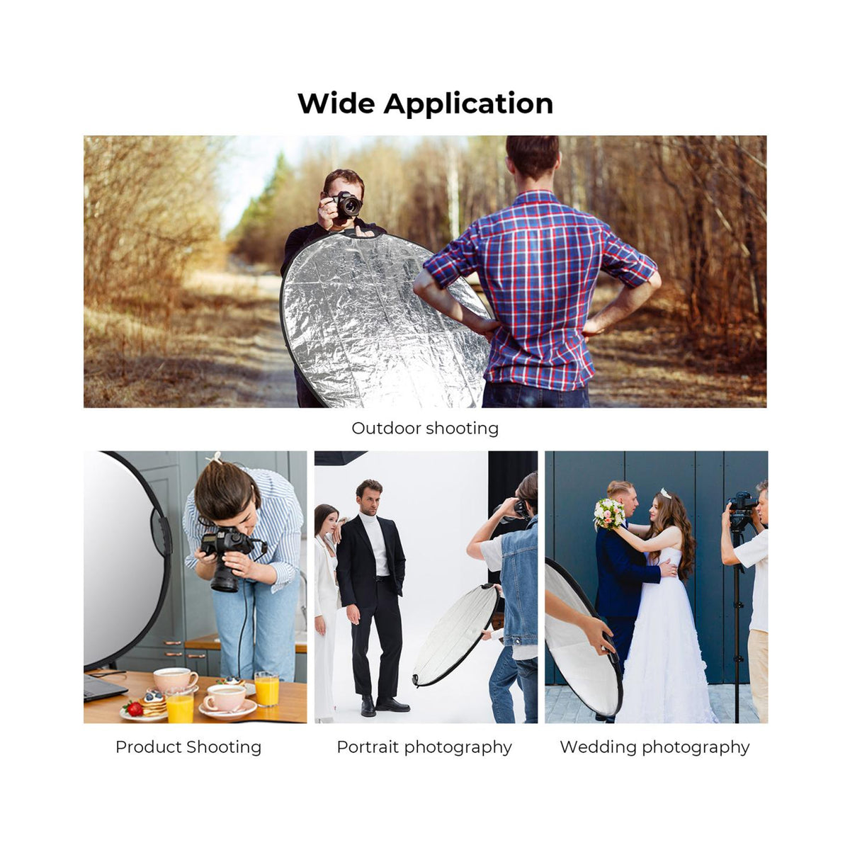 K&F Concept 43" (110cm) 5-in-1 Collapsible Photography Reflector with Grips – KF18.0006