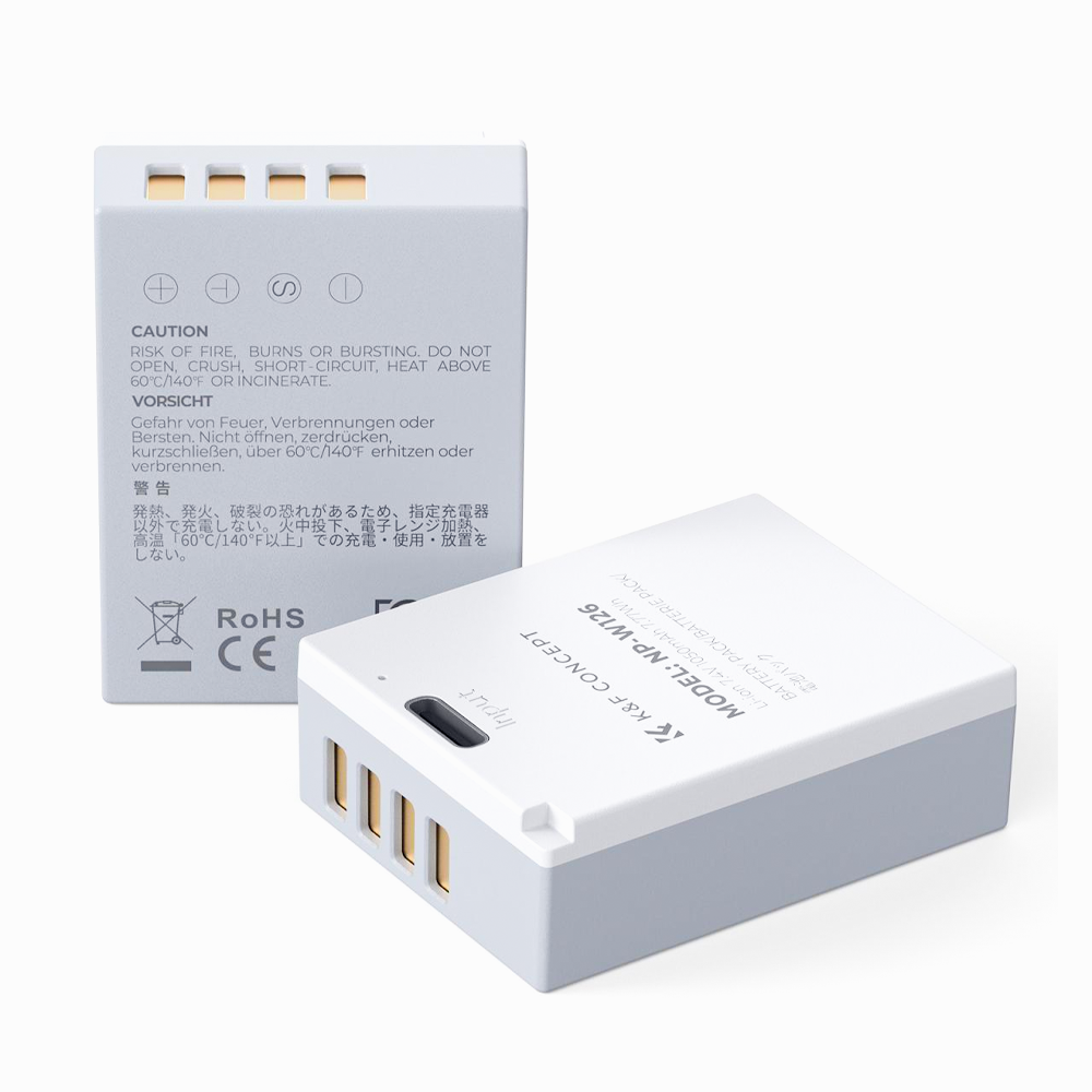 Caricabatterie Intelligente NP-W126/W126S | 18W Doppio USB-C, Display Digitale, Per Fujifilm X100V/X-T200/X-S10/X-T3
