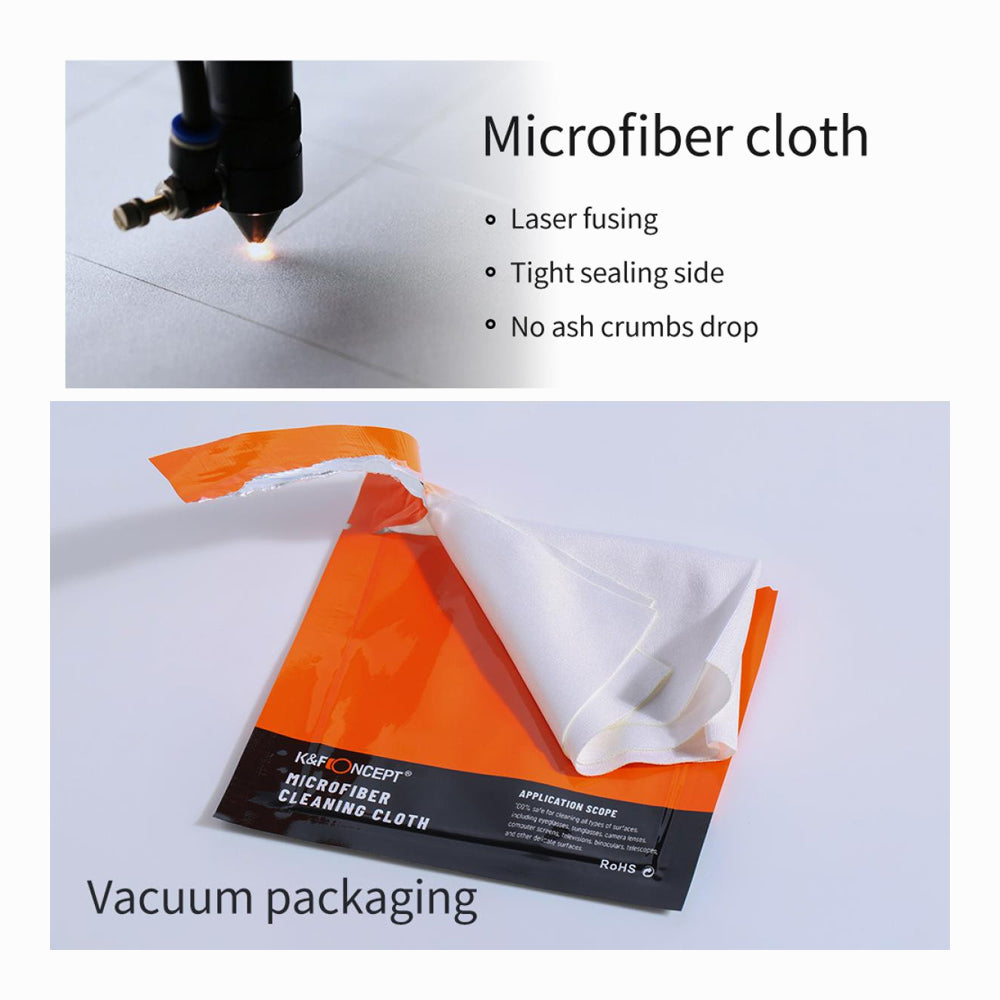 K&F Concept SKU.1683 Cleaning cloth set needle a dust-free cleaning cloth dry cloth white 15*15cm CPE with 3 pieces