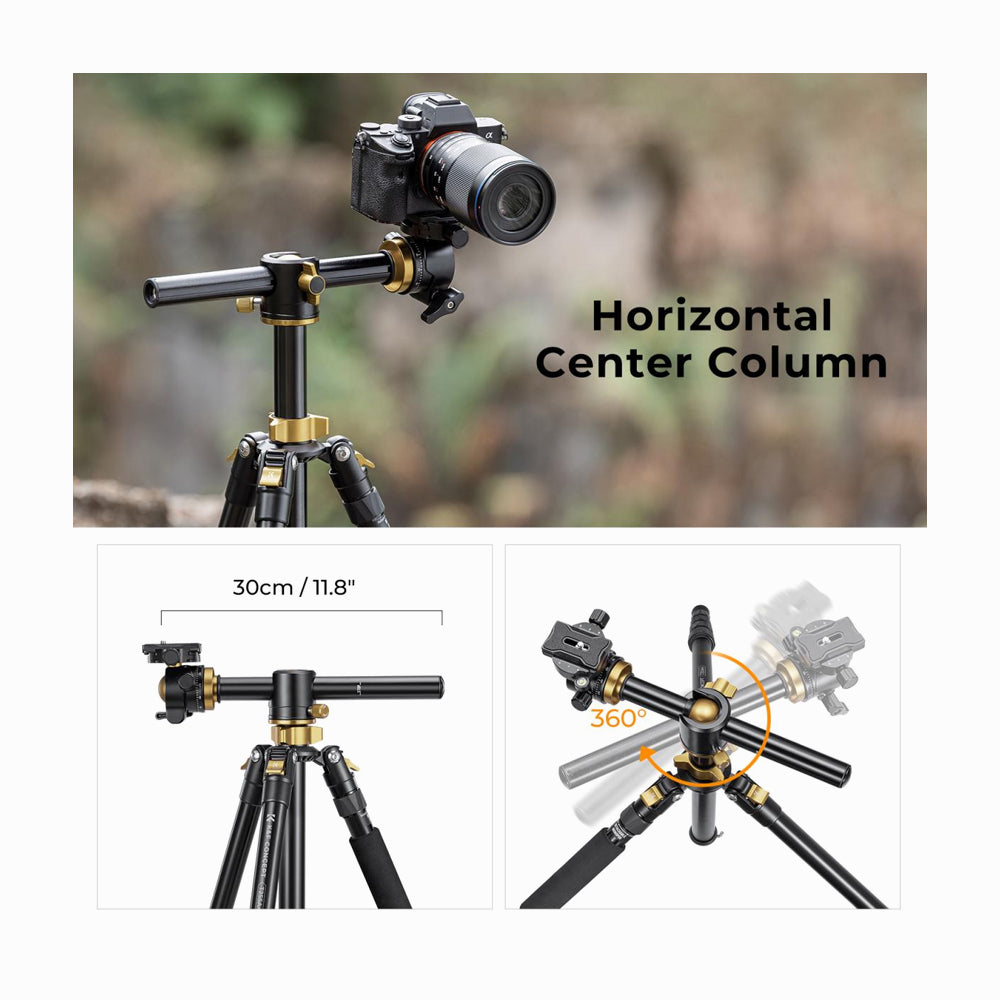 K&F Concept T255A4+BH-32L (Golden) 2-in-1 Aluminum Multifunctional Camera Tripod Monopod-KF09.085V6