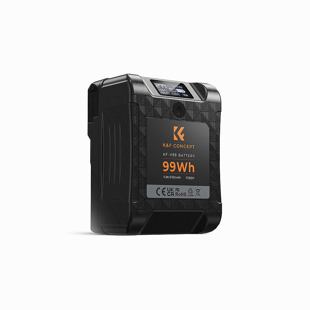 K&F Concept V Mount Battery, 99Wh Mini V-Mount Battery, 6700mAh 14.8V Support 65W PD USB-C Fast Charger-KF28.0024