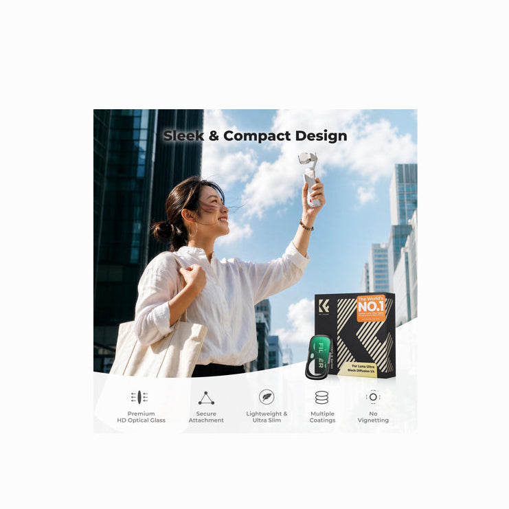 K&F CONCEPT Black Diffusion 1/4 Filter Kit Compatible with Insta360 Luna Ultra, Black-Mist 1/4 Filter with Magnetic Mount, Creates a Cinematic Soft Glow and Atmospheric Mood-KF0103.0501.0010