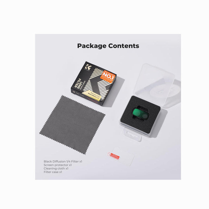 K&F CONCEPT Black Diffusion 1/4 Filter Kit Compatible with Insta360 Luna Ultra, Black-Mist 1/4 Filter with Magnetic Mount, Creates a Cinematic Soft Glow and Atmospheric Mood-KF0103.0501.0010