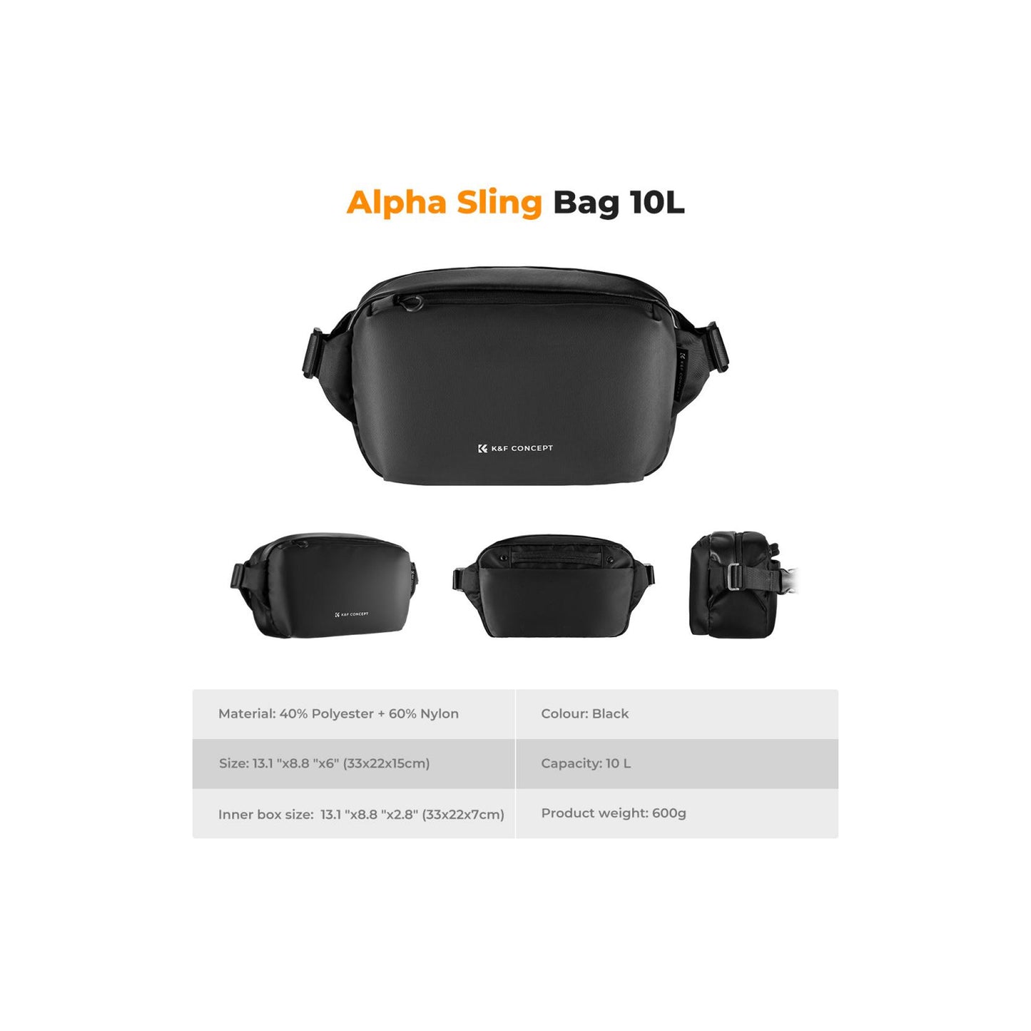 K&F Concept Black 10LAlpha Camera Sling Bag (KF13.157V1)