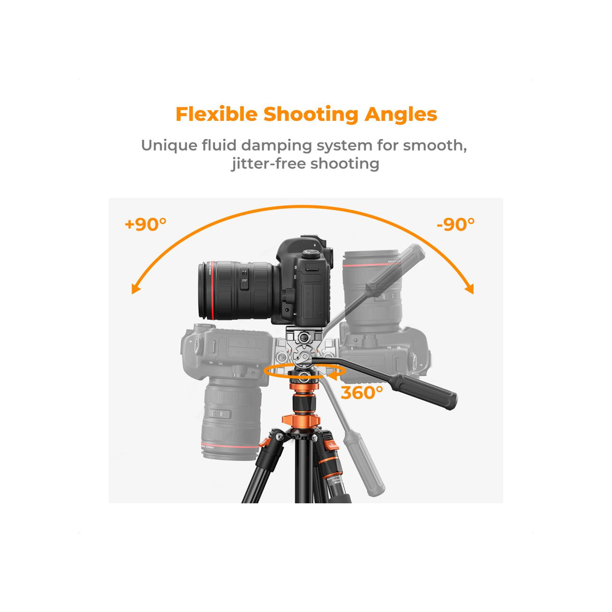 K&F Concept KF09.136 K234A7+FH-03 Professional Video Tripod with Fluid Head