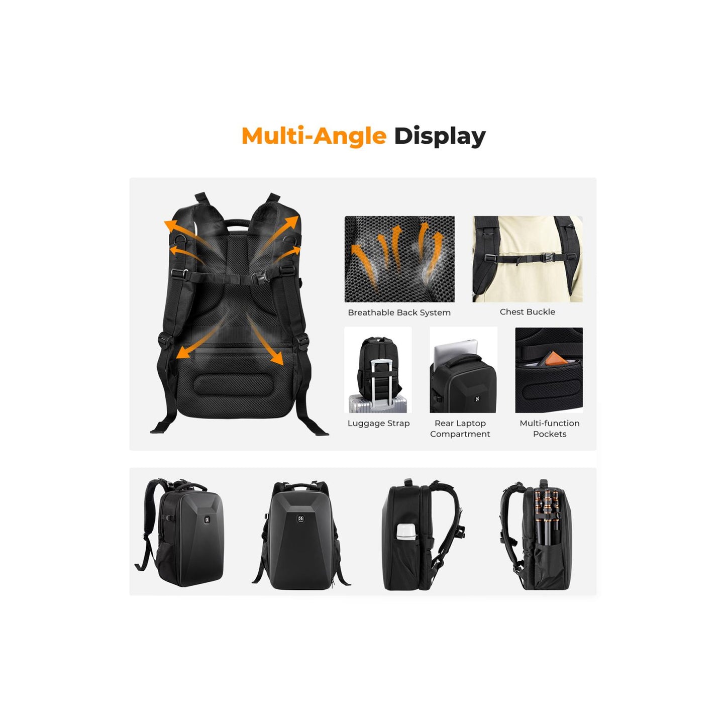 K&F Concept KF13.134 Black Camera Backpack Bag 22L