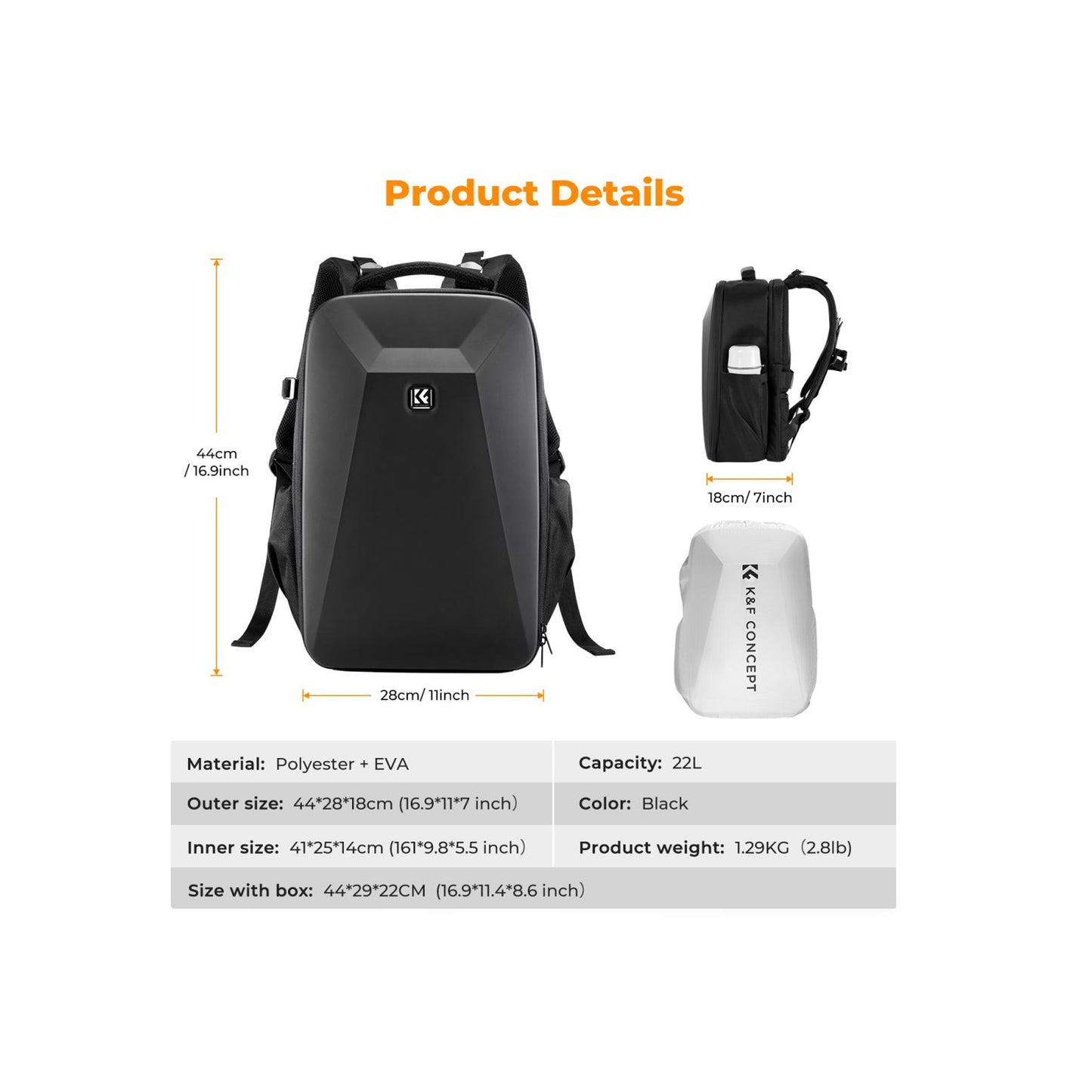 K&F Concept KF13.134 Black Camera Backpack Bag 22L