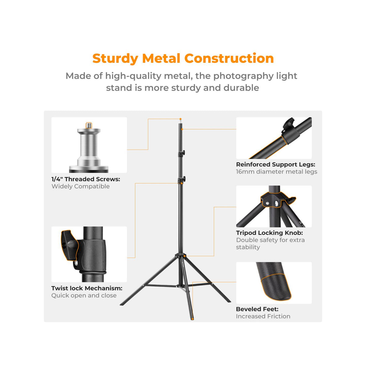 K&F Concept Light Stand for Photography 2.8M Black (KF34.043)