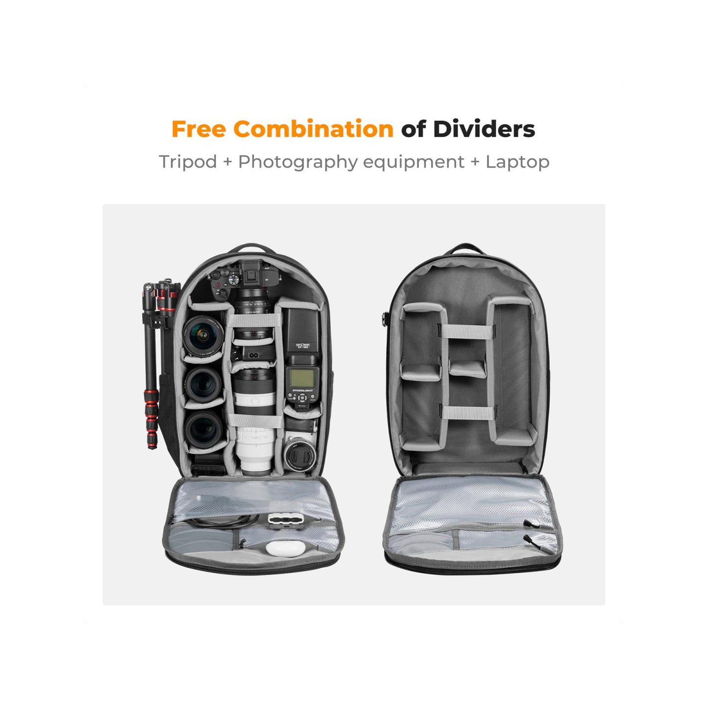 K&F Concept Nature Wander 04 Camera Backpack 18L with Rain Cover – Black (KF13.044V11)