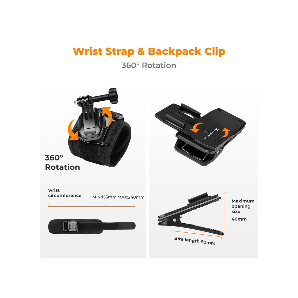 K&F Concept SKU.2289 Head Strap & Chest Mount Accessories Set for GoPro / DJI Osmo / Insta360 Action Camera