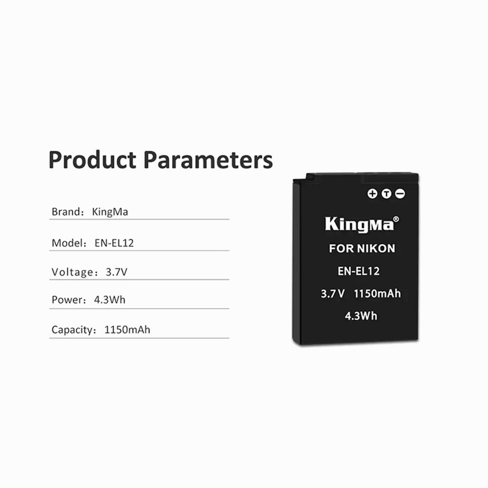 KingMa 1150mAh EN-EL12 Battery for Nikon